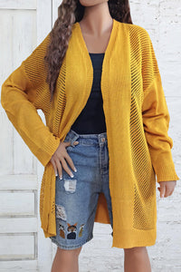 Plus Size Openwork Long Sleeve Open Front Cardigan - Pahabu - Women's Clothing & Shop