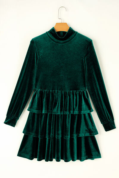 Ruffled Layered Long Sleeve Mini Dress - Pahabu - Women's Clothing & Shop