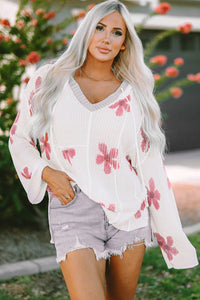 Flower Dropped Shoulder Hooded Sweater - Pahabu - Women's Clothing & Shop