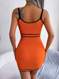 Contrast Spaghetti Strap Cutout Sweater Dress - Pahabu - Women's Clothing & Shop