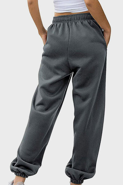 Elastic Waist Joggers with Pockets - Pahabu - Women's Clothing & Shop