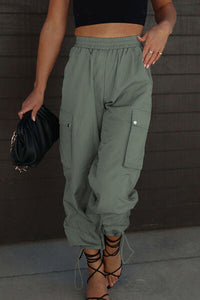 Drawstring Elastic Waist Pants with Pockets - Pahabu - Women's Clothing & Shop