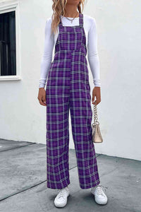 Perfee Plaid Straight Leg Overalls - Pahabu - Women's Clothing & Shop