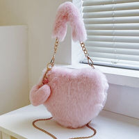 Heart Shape Faux Fur Handbag - Pahabu - Women's Clothing & Shop