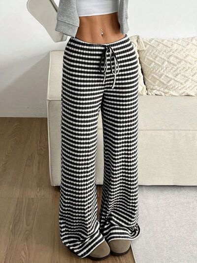 Tied Striped Wide Leg Pants - Pahabu - Women's Clothing & Shop