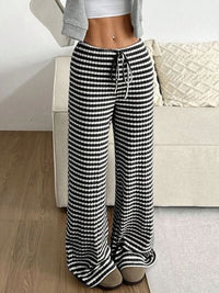 Tied Striped Wide Leg Pants - Pahabu - Women's Clothing & Shop