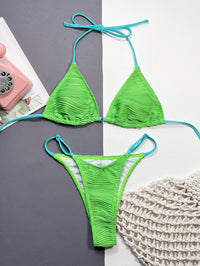 Ribbed Halter Neck Two-Piece Bikini Set - Pahabu - Women's Clothing & Shop