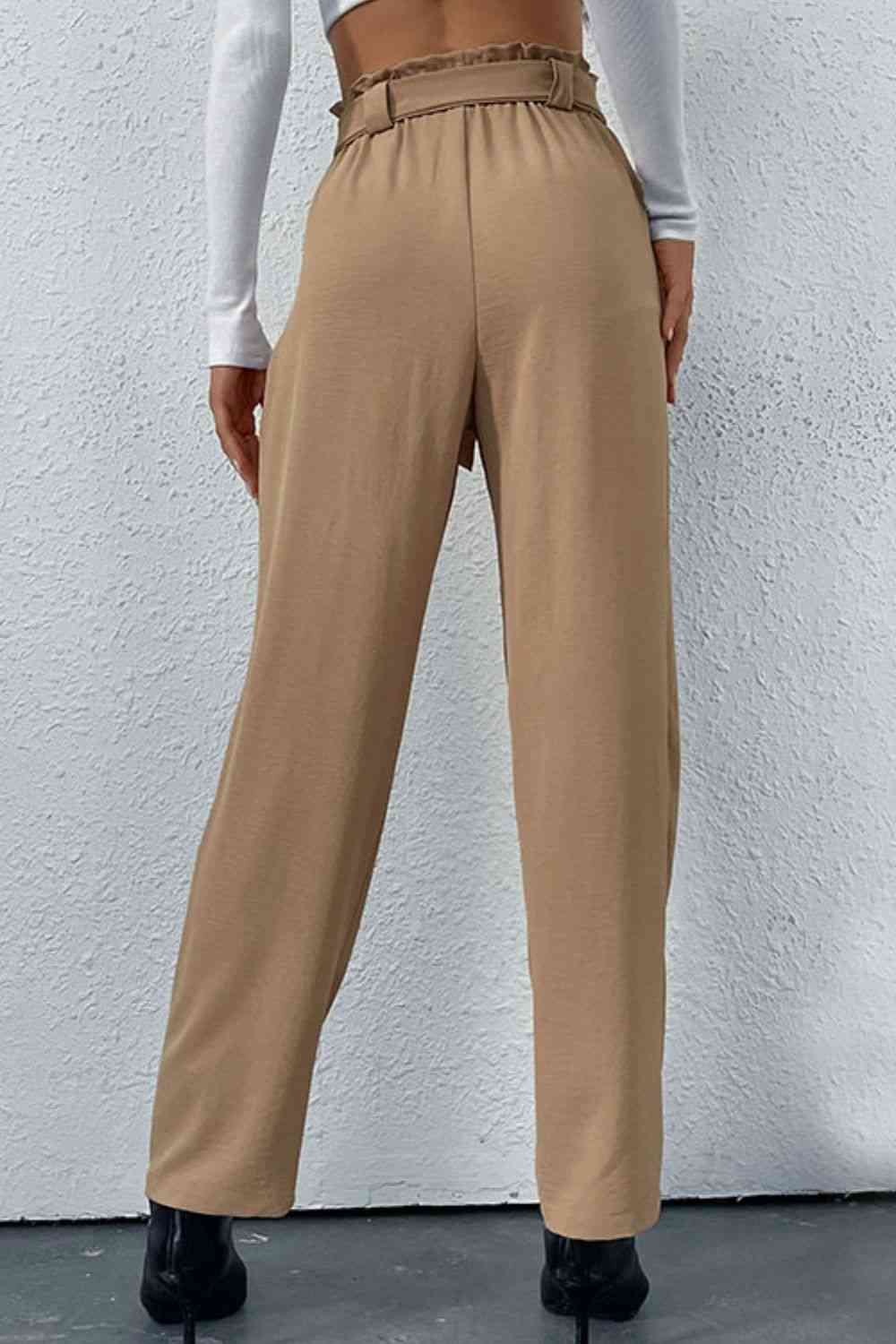 Perfee Belted Straight Leg Pants with Pockets - Pahabu - Women's Clothing & Shop