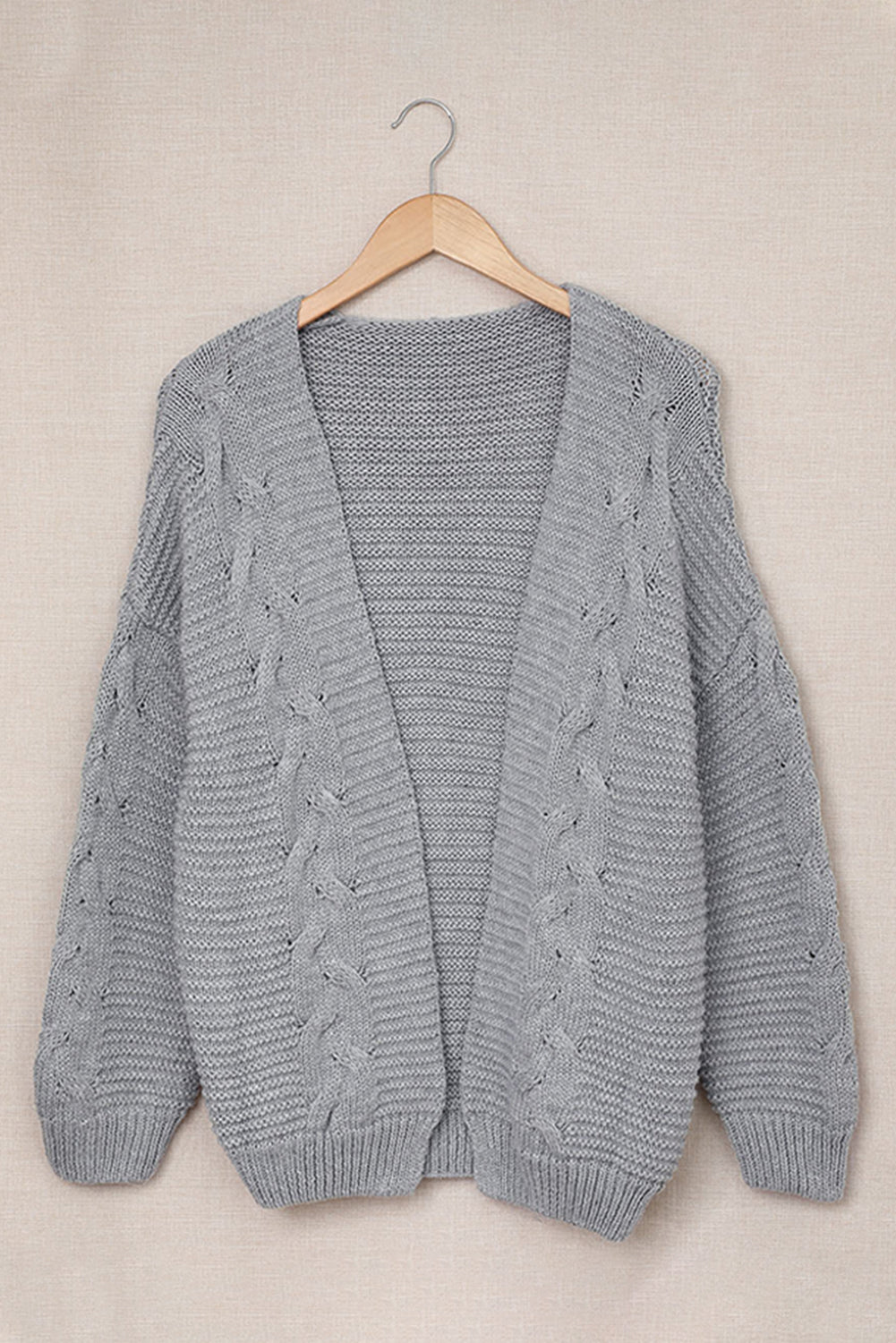 Cable-Knit Open Front Cardigan - Pahabu - Women's Clothing & Shop