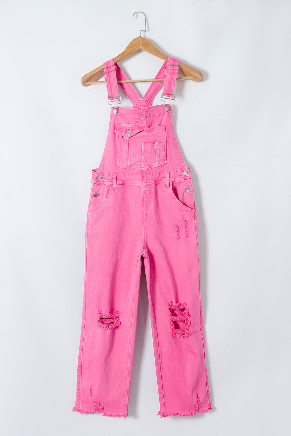 Distressed Pocketed Wide Strap Denim Overalls - Pahabu - Women's Clothing & Shop