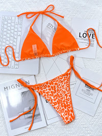 Leopard Print Halter Neck Tie Side Bikini Set - Pahabu - Women's Clothing & Shop