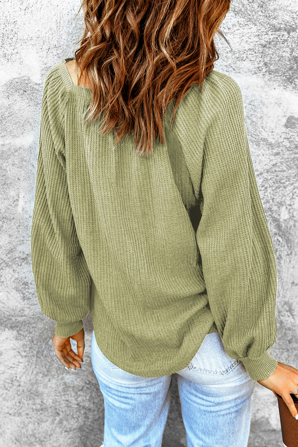 Square Neck Waffle-Knit Top - Pahabu - Women's Clothing & Shop