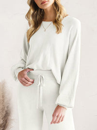 Long Sleeve Lounge Top and Drawstring Pants Set - Pahabu - Women's Clothing & Shop