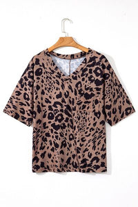 Leopard V-Neck Half Sleeve T-Shirt - Pahabu - Women's Clothing & Shop