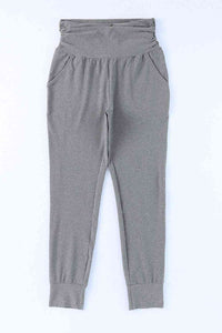 High-Rise Wide Waistband Joggers - Pahabu - Women's Clothing & Shop