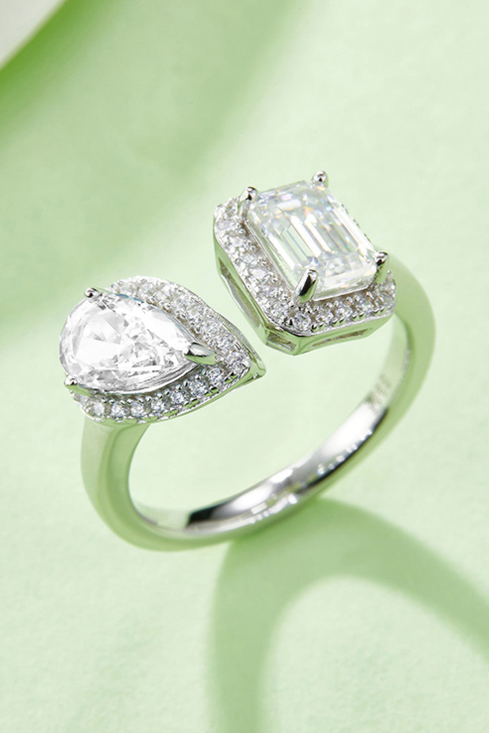 1 Carat Moissanite 925 Sterling Silver Open Ring - Pahabu - Women's Clothing & Shop