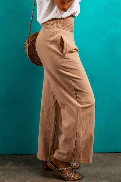 Smocked Elastic Waist Pants with Pockets - Pahabu - Women's Clothing & Shop