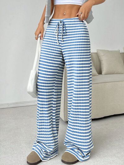 Tied Striped Wide Leg Pants - Pahabu - Women's Clothing & Shop