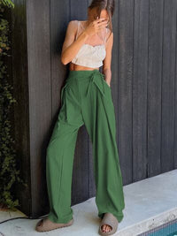 Tied High Waist Wide Leg Pants - Pahabu - Women's Clothing & Shop