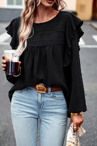 Round Neck Ruffled Blouse - Pahabu - Women's Clothing & Shop