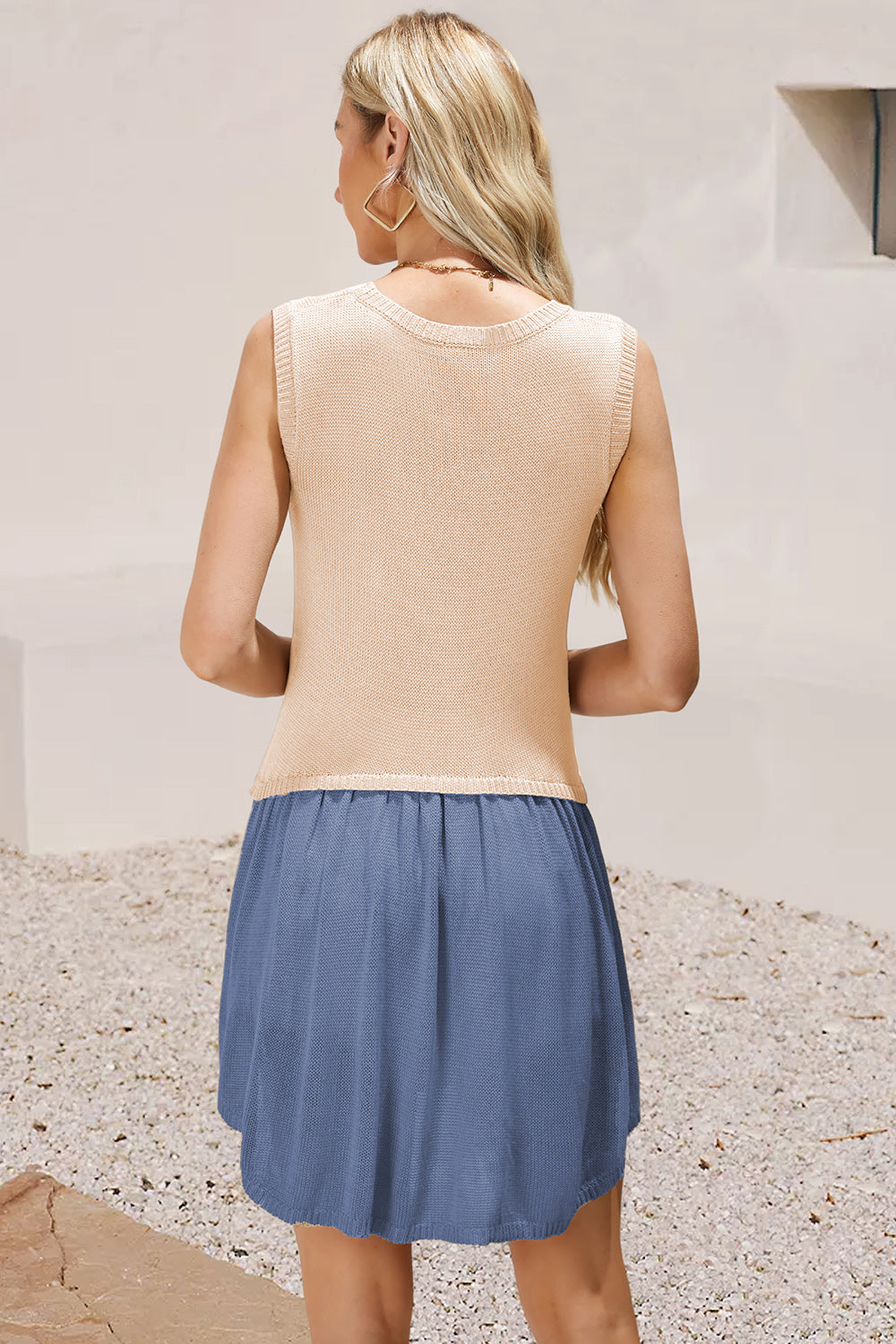 Ruched Round Neck Sleeveless Knit Dress - Pahabu - Women's Clothing & Shop