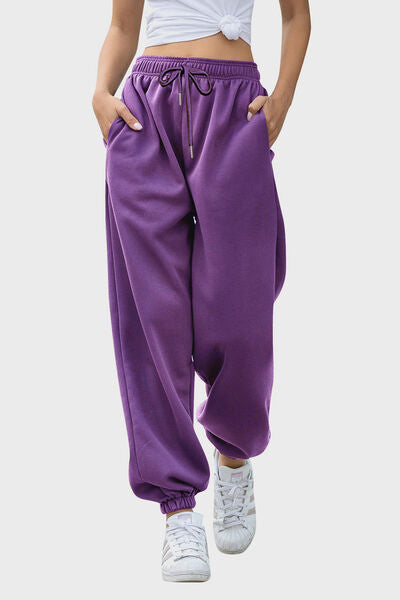 Elastic Waist Joggers with Pockets - Pahabu - Women's Clothing & Shop