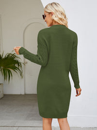 Cable-Knit V-Neck Mini Sweater Dress - Pahabu - Women's Clothing & Shop