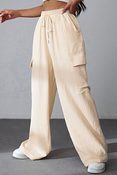Drawstring Pocketed Wide Leg Pants - Pahabu - Women's Clothing & Shop