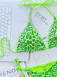 Leopard Print Halter Neck Tie Side Bikini Set - Pahabu - Women's Clothing & Shop