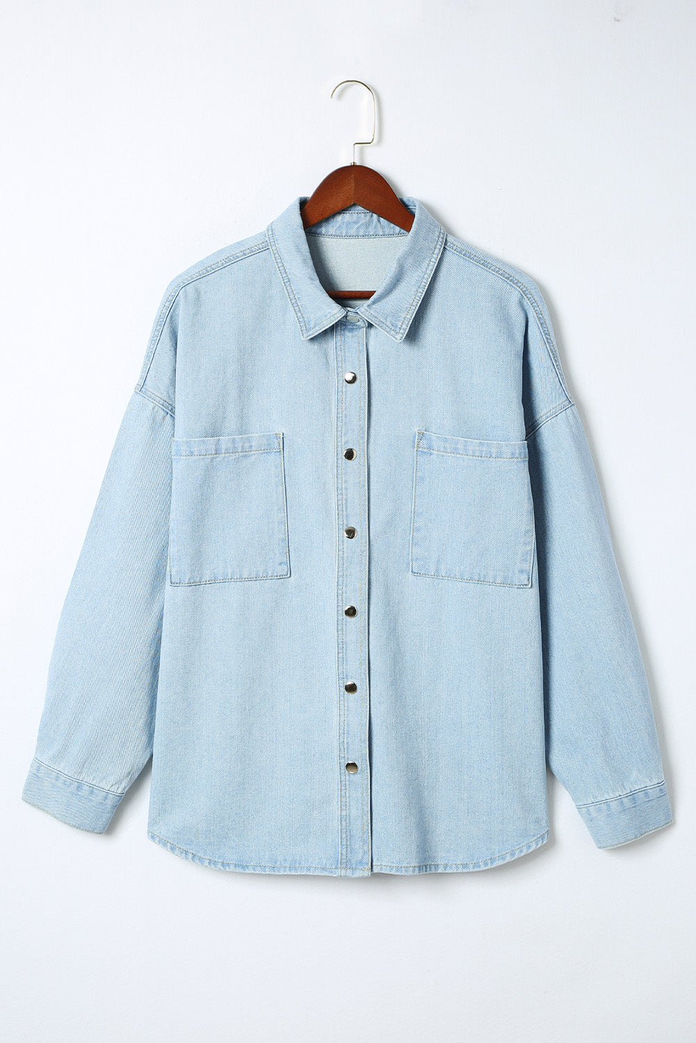 Plus Size Snap Down Pocketed Denim Jacket - Pahabu - Women's Clothing & Shop