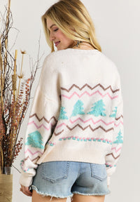 Christmas Tree Ribbed Hem Dropped Shoulder Sweater - Pahabu - Women's Clothing & Shop