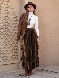 Ruffle Trim Wide Leg Slit Pants - Pahabu - Women's Clothing & Shop
