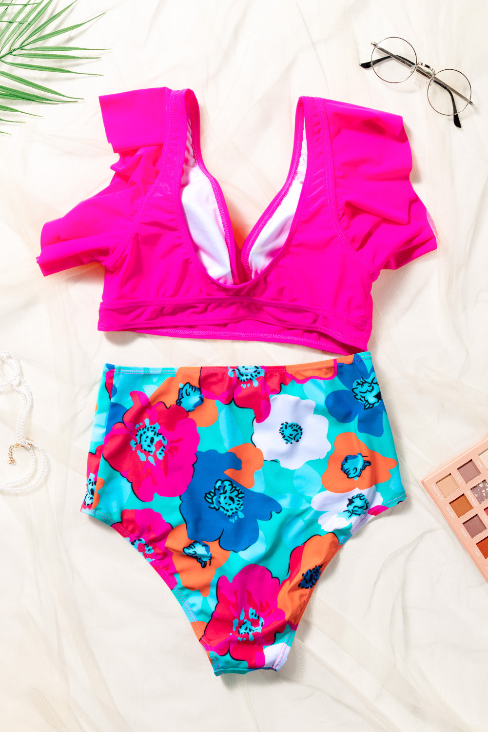 Cropped Swim Top and Floral Bottoms Set - Pahabu - Women's Clothing & Shop