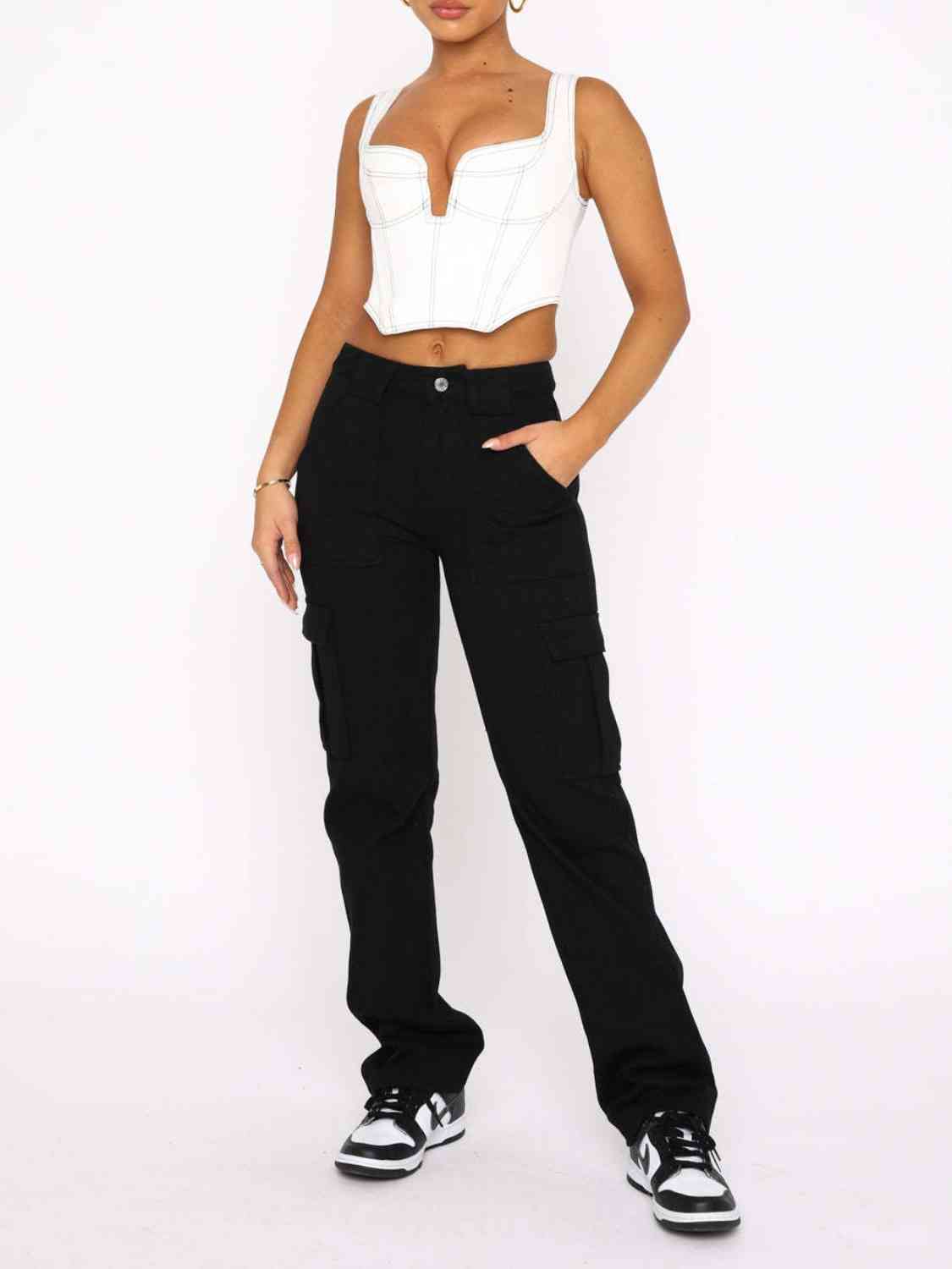 Straight Leg Cargo Pants - Pahabu - Women's Clothing & Shop