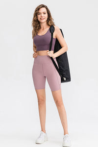 Wide Waistband Sports Shorts with Pockets - Pahabu - Women's Clothing & Shop