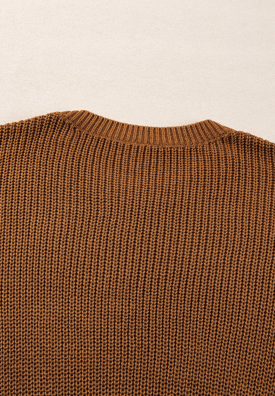 Pearl Detail Round Neck Long Sleeve Sweater - Pahabu - Women's Clothing & Shop