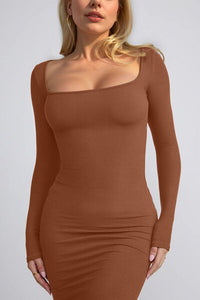 Basic Bae Built-In Shapewear Square Neck Long Sleeve Maxi Dress - Pahabu - Women's Clothing & Shop