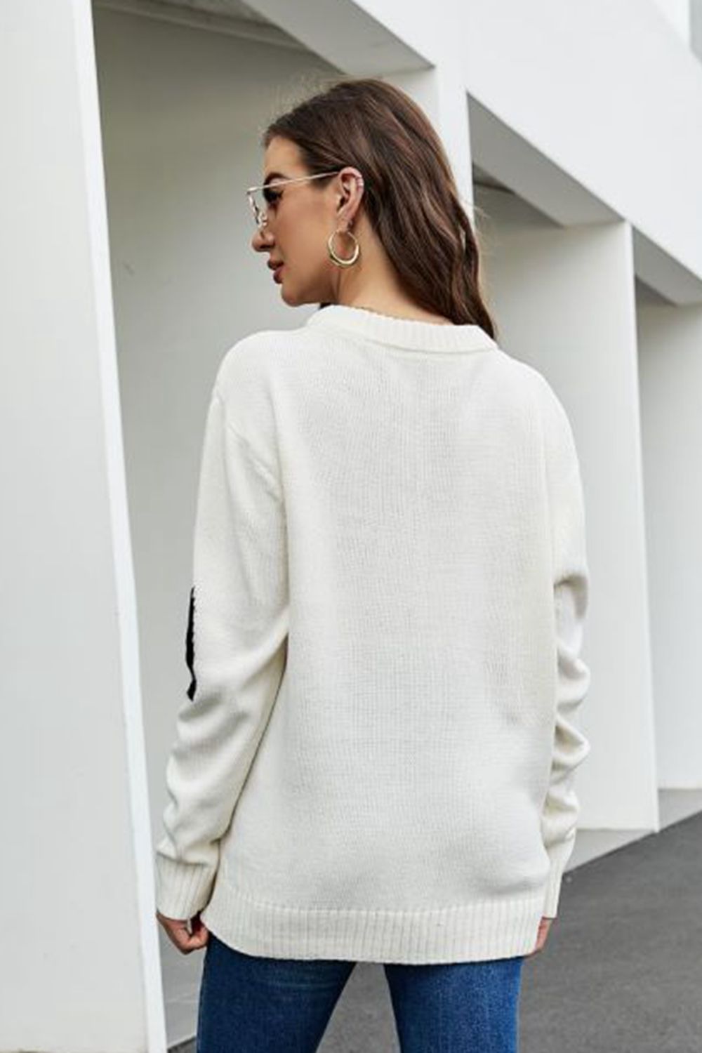 Round Neck Dropped Shoulder Sweater - Pahabu - Women's Clothing & Shop