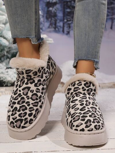 Thermal Leopard Round Toe Platform Boots - Pahabu - Women's Clothing & Shop