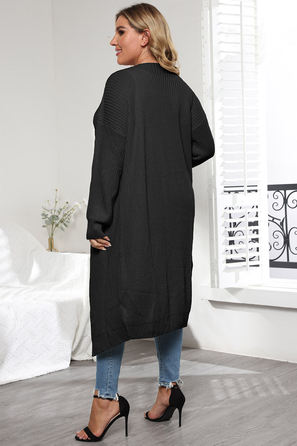 Plus Size Open Front Long Sleeve Cardigan - Pahabu - Women's Clothing & Shop