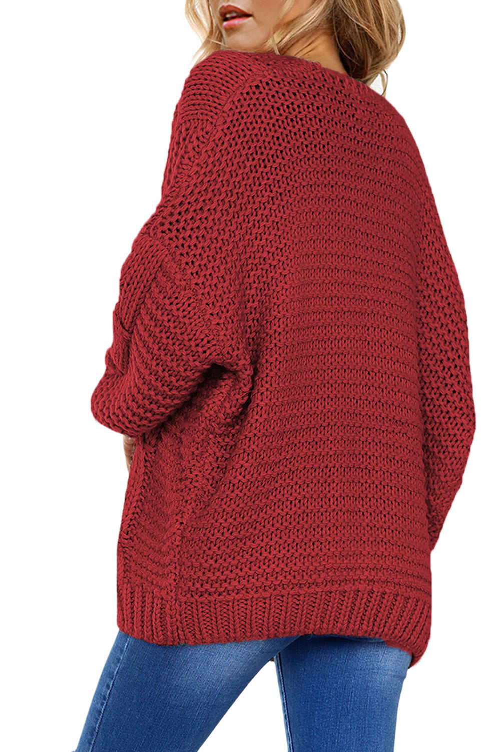 Cable-Knit Open Front Cardigan - Pahabu - Women's Clothing & Shop