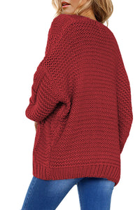 Cable-Knit Open Front Cardigan - Pahabu - Women's Clothing & Shop