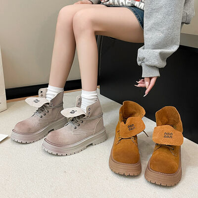 Lace Up Round Toe Platform Boots - Pahabu - Women's Clothing & Shop