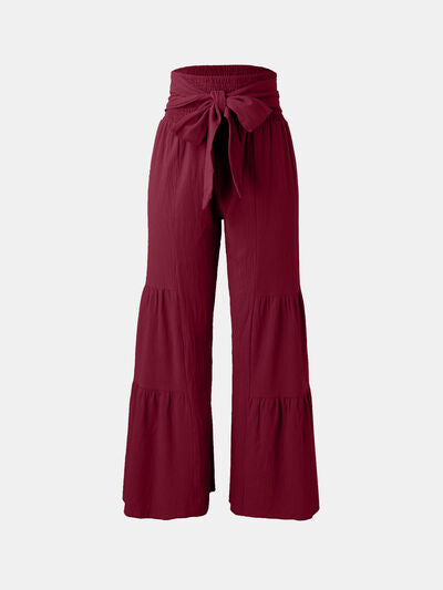 Tied Ruched Wide Leg Pants - Pahabu - Women's Clothing & Shop