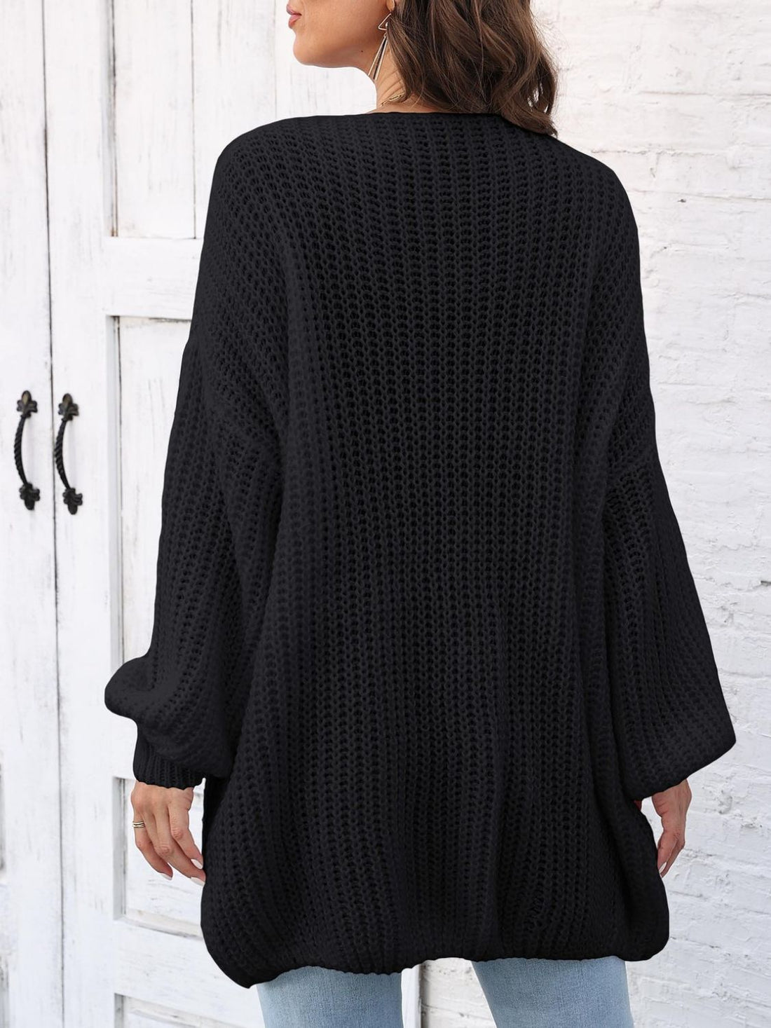 Open Front Long Sleeve Cardigan - Pahabu - Women's Clothing & Shop