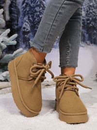 Lace Up Round Neck Platform Suede Boots - Pahabu - Women's Clothing & Shop