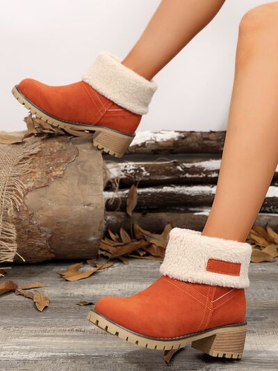 Thermal Fuzzy Block Heel Boots - Pahabu - Women's Clothing & Shop