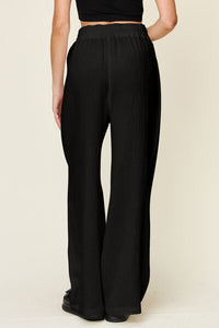 Double Take Full Size Texture Drawstring Wide Leg Pants - Pahabu - Women's Clothing & Shop