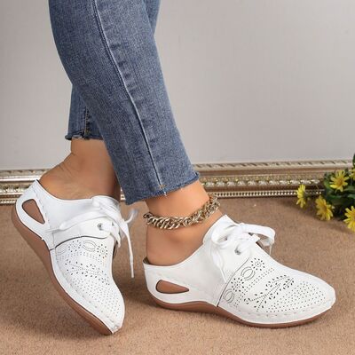 Lace-Up Round Toe Wedge Sandals - Pahabu - Women's Clothing & Shop