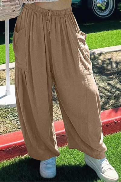 Full Size Pocketed Drawstring Wide Leg Pants - Pahabu - Women's Clothing & Shop